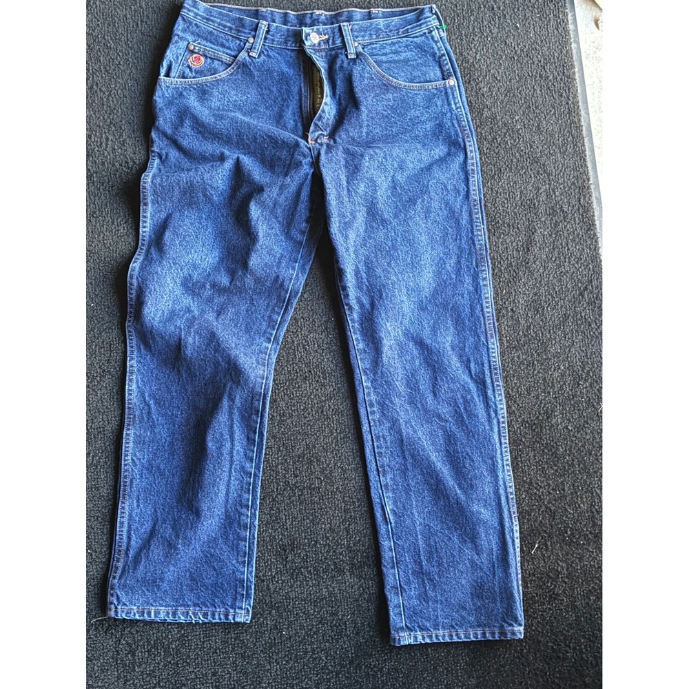 Wrangler 22MWXSN Cowboy Cut Jeans Mens 34x30 Blue Denim Straight Leg Western
